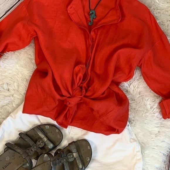 Eileen Fisher 100% Organic Linen button Down Top Size Small - Picture 2 of 9